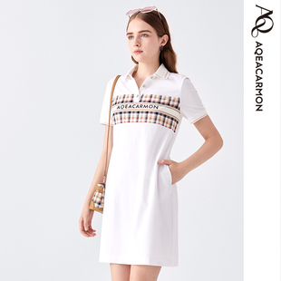 女士通勤格子POLO领连衣裙A24CF69J2B AQEACARMON春季 雅格上美