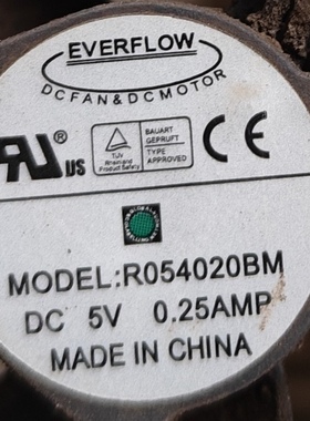 全新现货 EVERFLOW R054020BM 5V 0.25A 4CM/厘米散热风扇