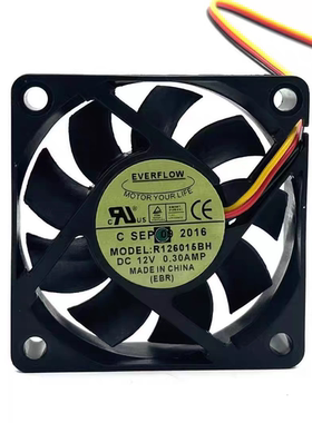 R126015BH全新现货EVERFLLOW0.30A601512V三线大风量散热风