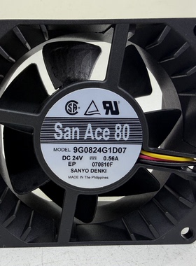 SANYO 9G0824G1D07 24V 0.56A 8038 8CM 3线变频器散热风扇