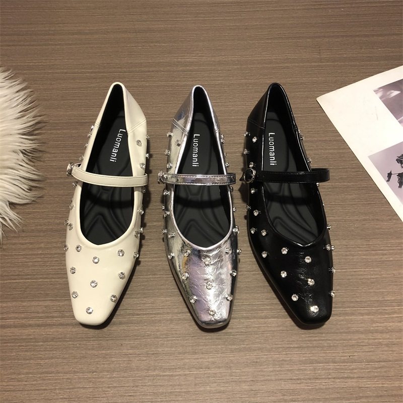 一字扣带水钻浅口单鞋平底春款玛丽珍鞋芭蕾舞鞋,女鞋,浅口单鞋,淘宝优惠券,粉丝福利购,淘宝优惠卷