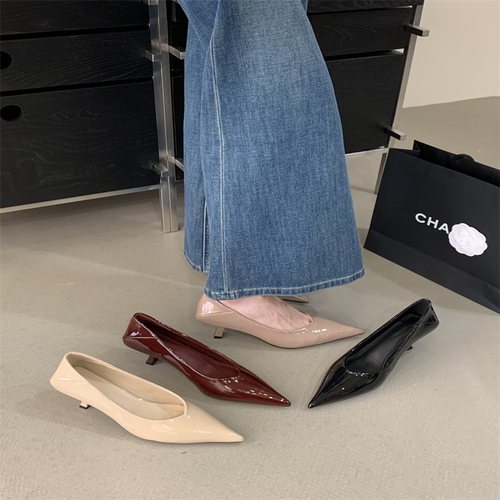 高跟鞋2025年新款单鞋女细跟职业工作鞋黑色尖头女鞋百搭