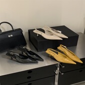 复古通勤后空 女细跟浅口包头凉鞋 2026春夏法式 尖头气质高跟鞋