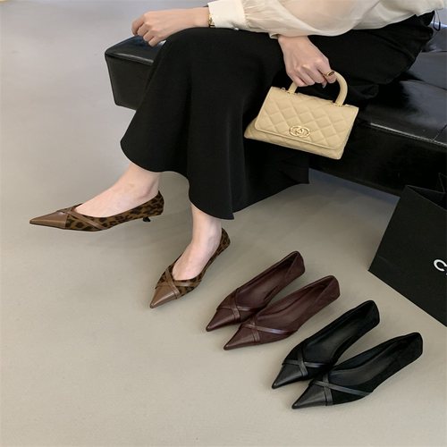 法式尖头细跟鞋高跟鞋女2025新款气质职业通勤单鞋女浅口