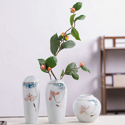 手绘新中式陶瓷景德镇茶面花瓶