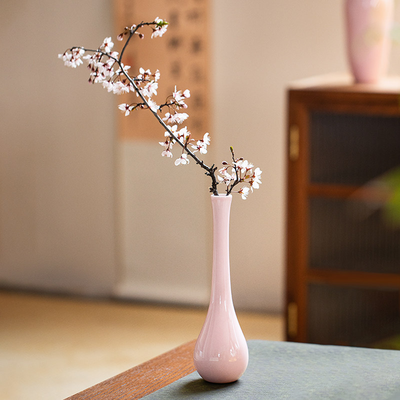 新中式陶瓷花瓶高级感插花复古粉釉花器客厅餐桌禅意装饰摆件,家居饰品,花瓶,淘宝优惠券,粉丝福利购,淘宝优惠卷