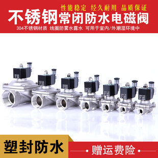 304不锈钢电磁阀 室外阀 3分4分6分1寸1.2寸等AC220V防水油阀气阀