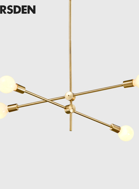 马斯登餐厅吊灯现代简约创意个性吧台设计师魔豆多头艺术金色灯具