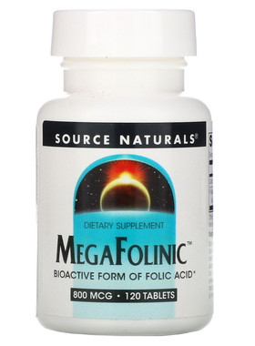 美国源美Source Naturals MegaFolinic活性亚叶酸800微克120片
