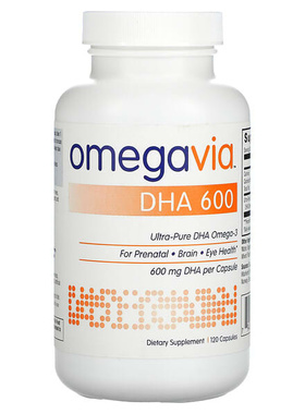 美国OmegaVia DHA 600深海鱼油欧米伽rTG甘油三酸酯高纯120粒