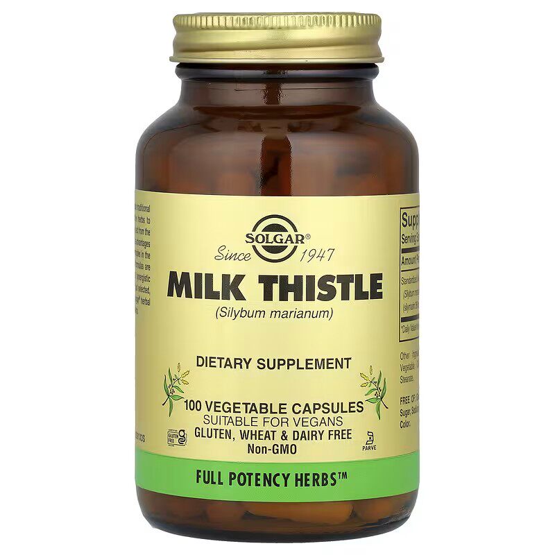 美国Solgar MILK THISTLE 水飞蓟提取物奶蓟100粒素食胶囊无麸质