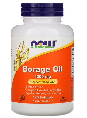 美国Now Foods Borage Oil琉璃苣油GLA亚麻酸浓缩1000mg胶囊120粒