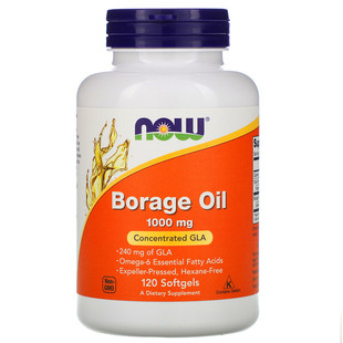 美国Now Foods Borage Oil琉璃苣油GLA亚麻酸浓缩1000mg胶囊120粒