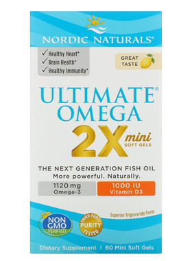 美国Nordic Ultimate Omega 2X mini 迷你欧米伽鱼油60粒含D3
