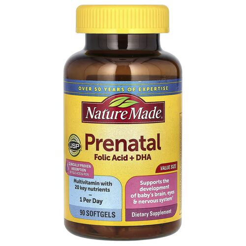 美国Nature Made prenatal备孕孕妇 叶酸+DHA 综合维生素90粒