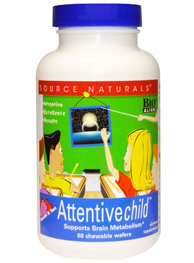 美国Source Naturals Attentive Child儿童注意力 咀嚼片精神集中
