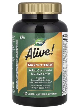 美国 Nature s Way Alive Max 3 综合维生素全食物180片含铁
