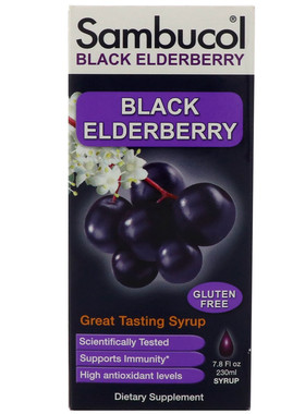 美国Sambucol black elderberry黑接骨木糖浆230ml成人儿童配方