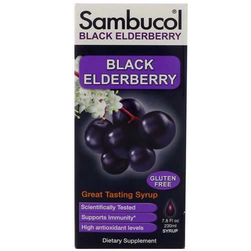 美国Sambucol black elderberry黑接骨木糖浆230ml成人儿童配方