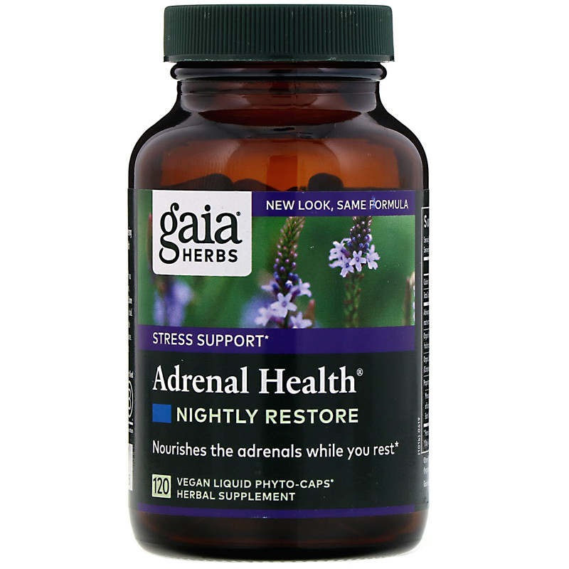 美国直发Gaia Herbs Adrenal 肾上腺健康 夜间修护120粒 素食胶囊