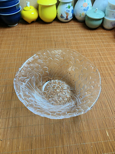 日本回流瓷器水晶玻璃沙拉碗大钵二手有轻微划痕