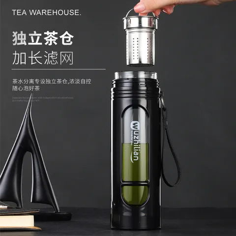 高硼硅玻璃杯礼品促销防摔广告水杯杯子透明耐高温新款带提绳便携