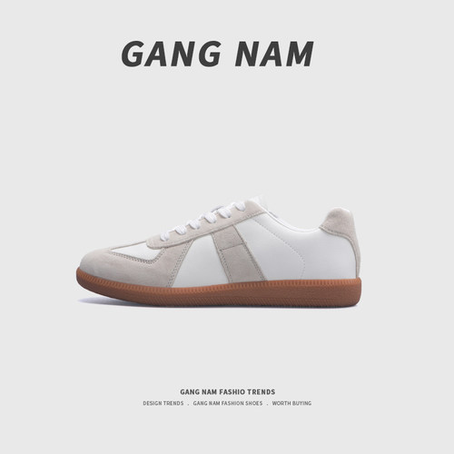 真皮运动板鞋情侣复古休闲德训鞋