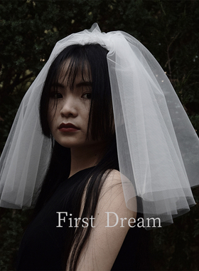 FirstDream新品包邮结婚网红拍照新娘白色头饰蓬蓬短款领证小头纱
