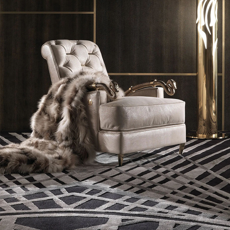 意大利轻奢女王蛇椅酒店别墅单人靠背椅纯铜扶手拉扣单人沙发椅,住宅家具,沙发椅,淘宝优惠券,粉丝福利购,淘宝优惠卷