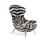 意大利轻奢单人沙发椅客厅高靠背扶手椅高级感个性 虎纹布艺休闲椅