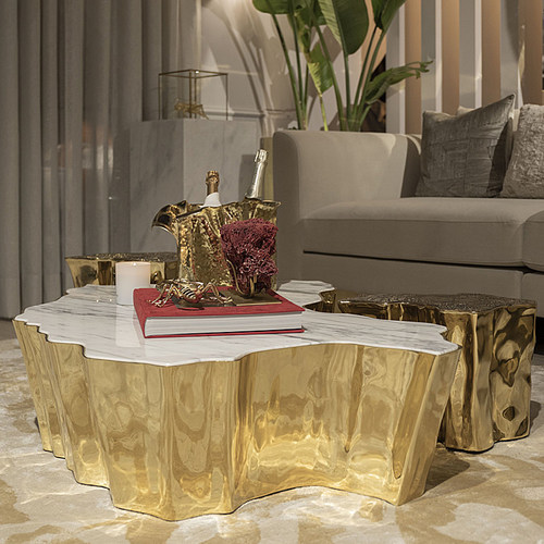 不规则异形茶几金属简约现代