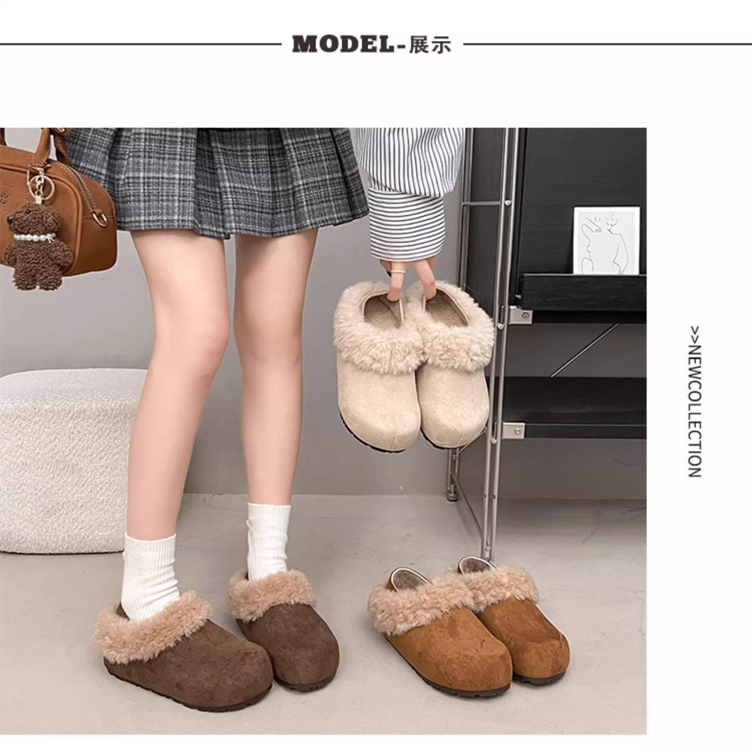 2025秋冬新款毛毛鞋豆豆乐福鞋
