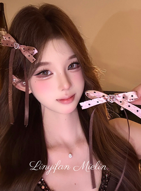 【Mielin】波尔少女 甜美波点蝴蝶结发夹简约设计感侧边夹鸭嘴夹