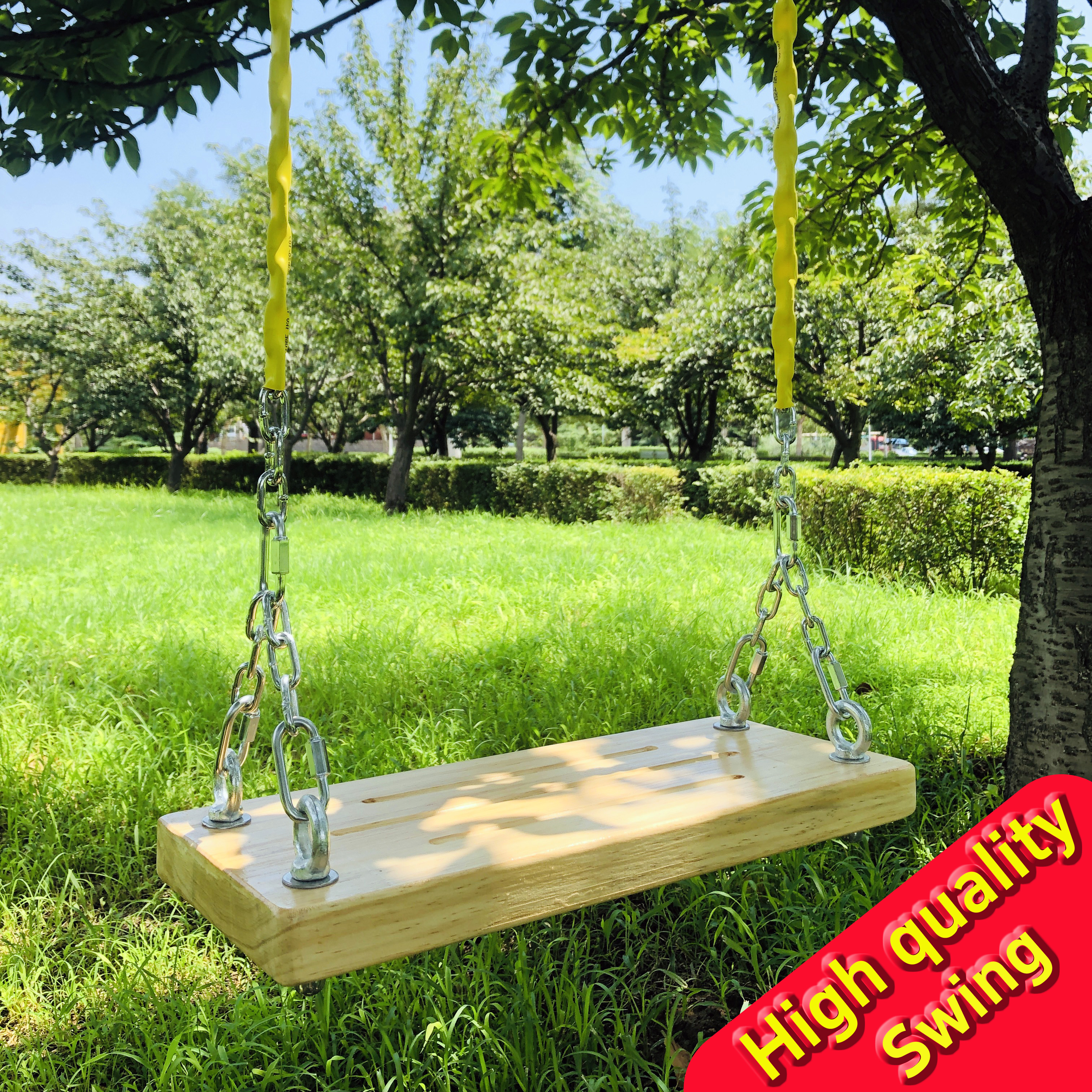 铁链实木坐板秋千户外木板双人