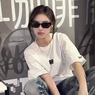 88rising短袖美式潮牌重磅oversize纯棉白色男女同款情侣夏季t恤