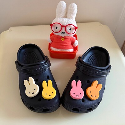 九川川 原创可爱米菲兔洞洞鞋鞋花配饰配件拖鞋适配cross鞋扣diy