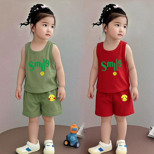 男女童夏装纯棉套装无袖夏季新款儿童衣服宽松薄款背心短裤两件套