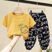 T恤中小童宝宝长裤 男女童套装 两件套潮 洋气韩版 纯棉短袖 夏装 新款