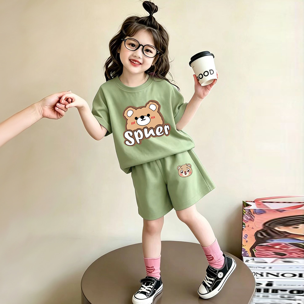 男女童纯棉夏装套装薄款夏天新款洋气宝宝短袖短裤儿童衣服两件套图片
