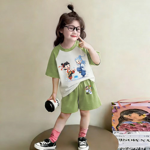 男女童夏装套装纯棉哪吒衣服夏季新款国潮动漫宝宝短袖短裤两件套
