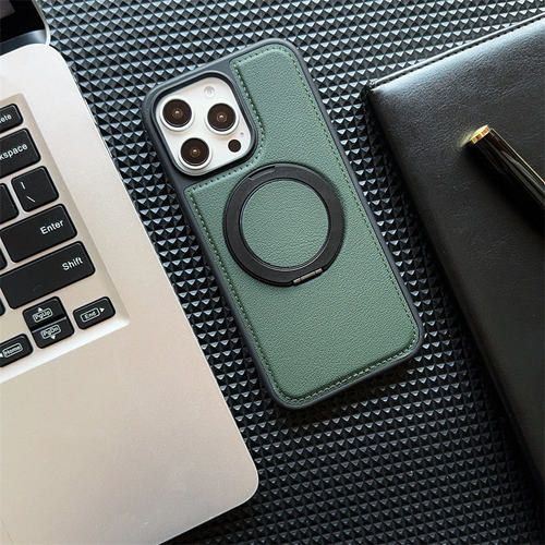 360旋转磁吸支架适用苹果16pro手机壳皮纹iPhone15plus折叠14promax高档13por高端皮革纹12p男女11全包大孔