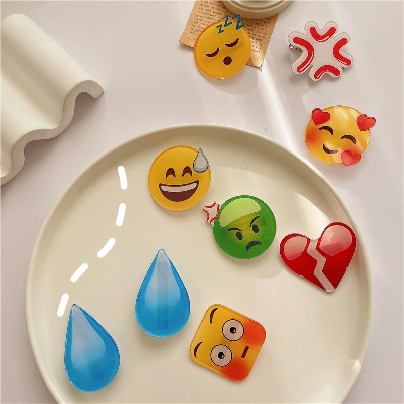 汗滴无语流汗黄豆emoji表情包侧边夹个性少女可爱潮流发夹发饰女