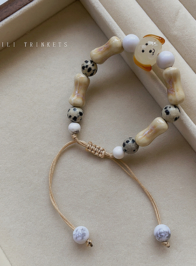 复古天然小狗童趣设计手链