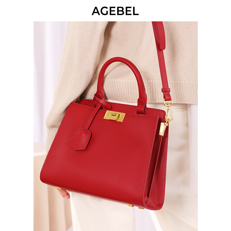 真皮凯莉包女2020新款结婚包包新娘包单肩斜挎手提包婚包小ck女包