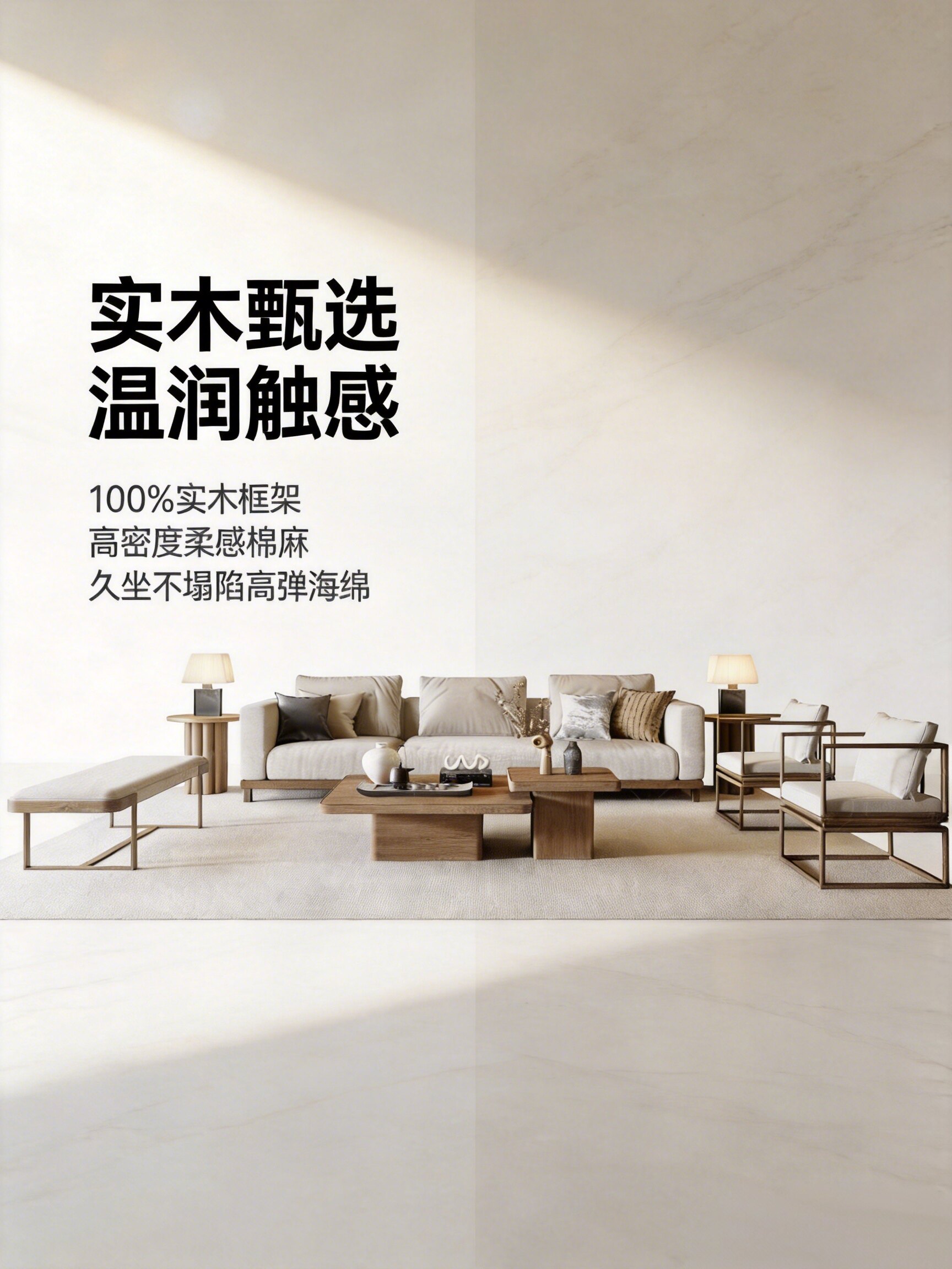 宋式美学禅意2026年实木沙发组合现代简约客厅别墅样板房家具