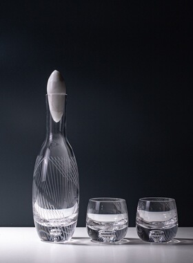 轻奢水晶酒具别墅酒柜威士忌杯展厅醒酒器摆件样板间总裁酒柜装饰