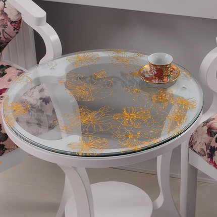 竹月阁软质玻璃圆桌桌布透明磨砂桌垫防水茶几垫免洗PVC水晶板