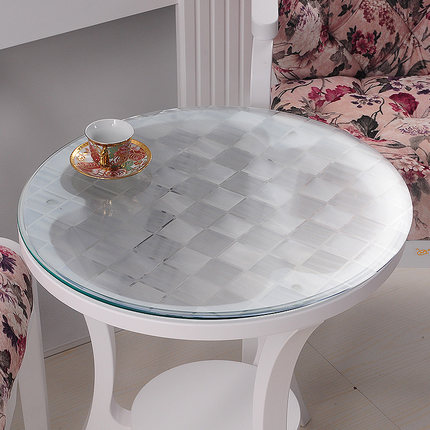 竹月阁软质玻璃圆桌桌布透明磨砂桌垫防水茶几垫免洗PVC水晶板