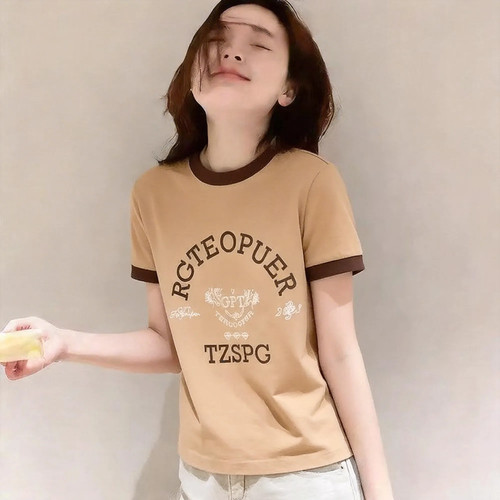 韩版设计感时髦撞色翻领短袖T恤女夏新款时尚减龄超好看上衣潮ins