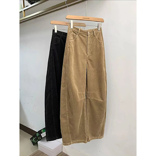 高腰直筒休闲香蕉裤 2025早春新款 女灯芯绒弯刀裤 阔腿裤 高级感大码